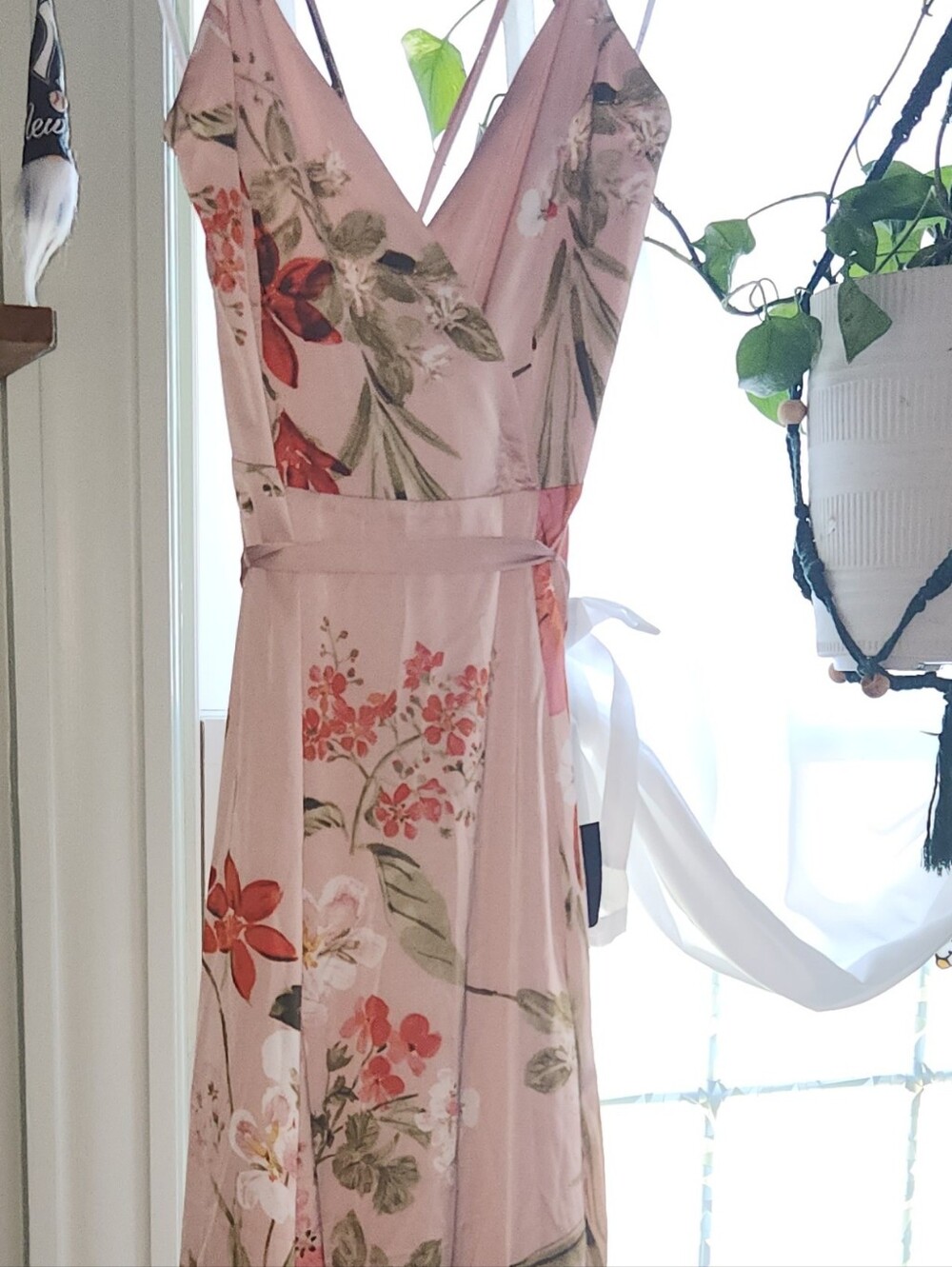 Lulu's Blush Pink Floral Wrap Maxi Dress